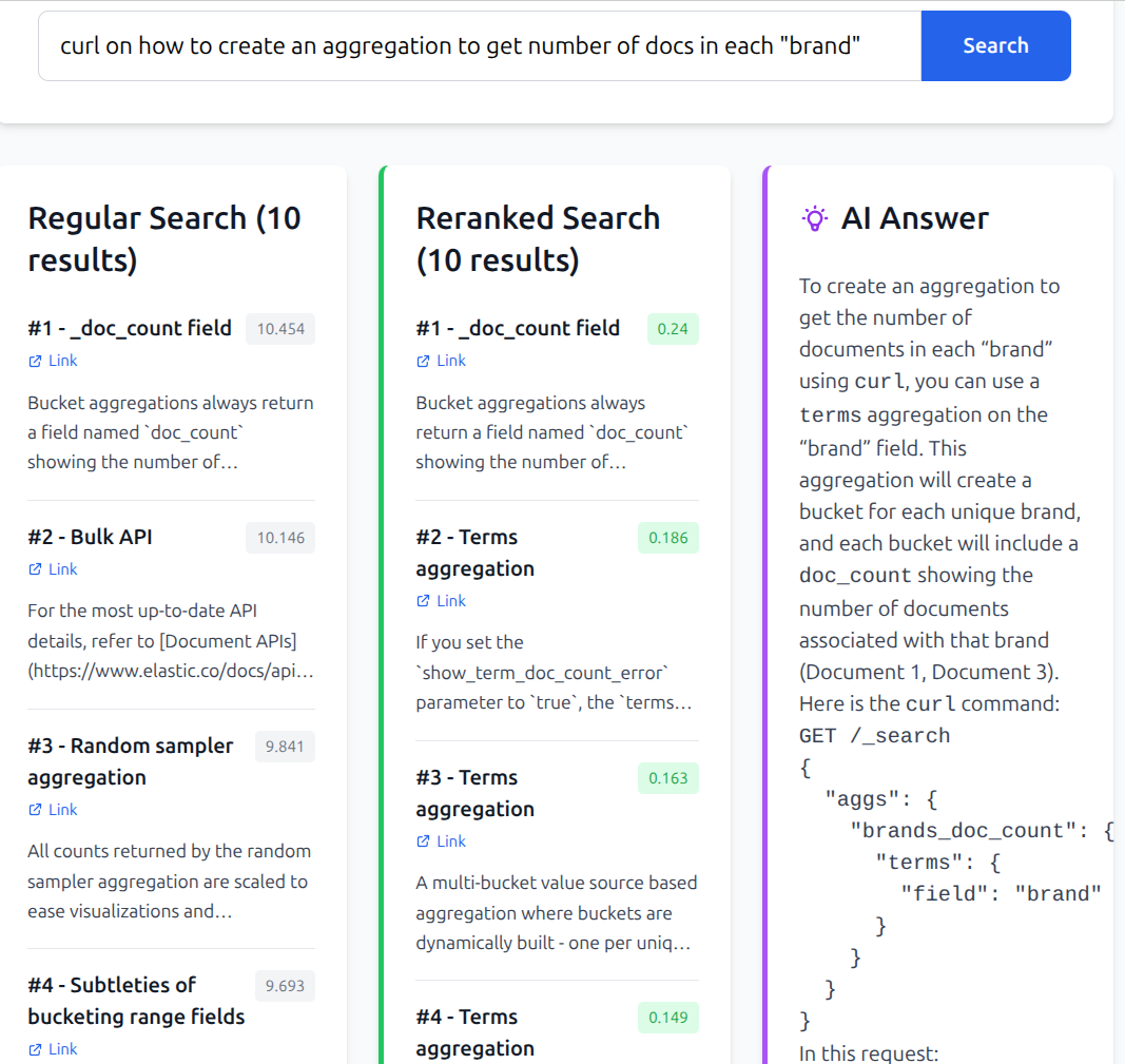 RAG Elasticsearch results